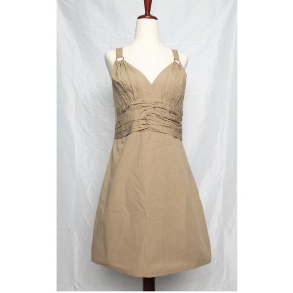 Anthropologie Forever That Girl Bow-Back Mini Dress Khaki Brown - Medium - Picture 5 of 10
